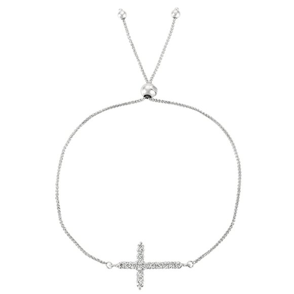 14k White Gold Lusso Cross Bracelet. SKU: TB3320W45JJ  0.5 Carat Bolo Diamond Cross Bracelet 14K White Gold